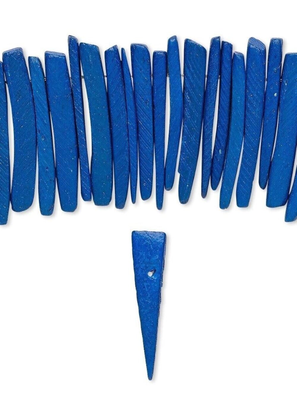 Philippines Coconut Palm Wood Cobalt Blue 25x4mm Dagger Stick Beads 20 pcs